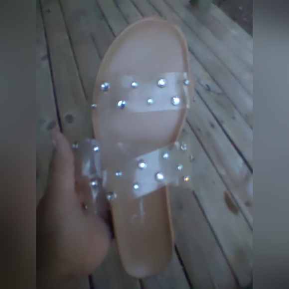 Women's Jessica Simpson Clear Slip on Sandals with Sparkly Rhinestones Size 8 - Picture 2 of 6